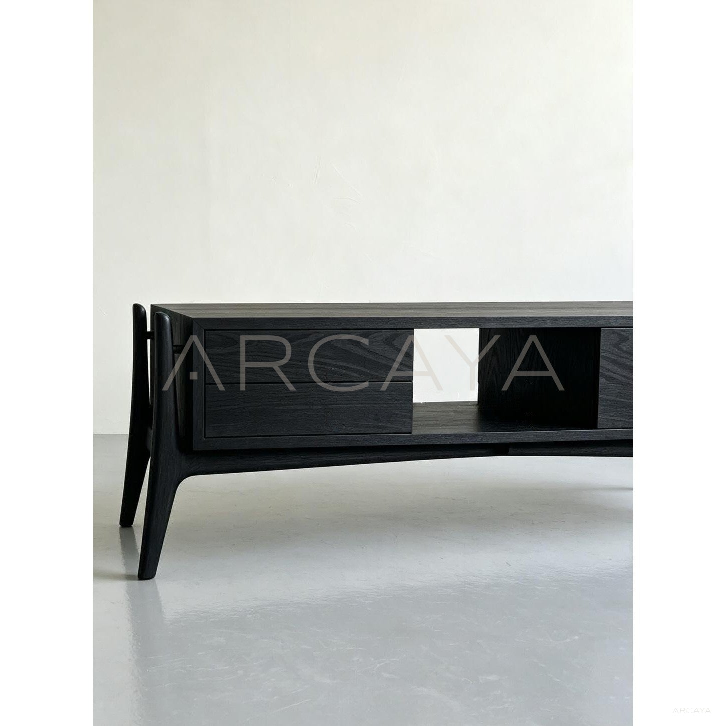 Minimalist Black Ash Tv Stand - scene