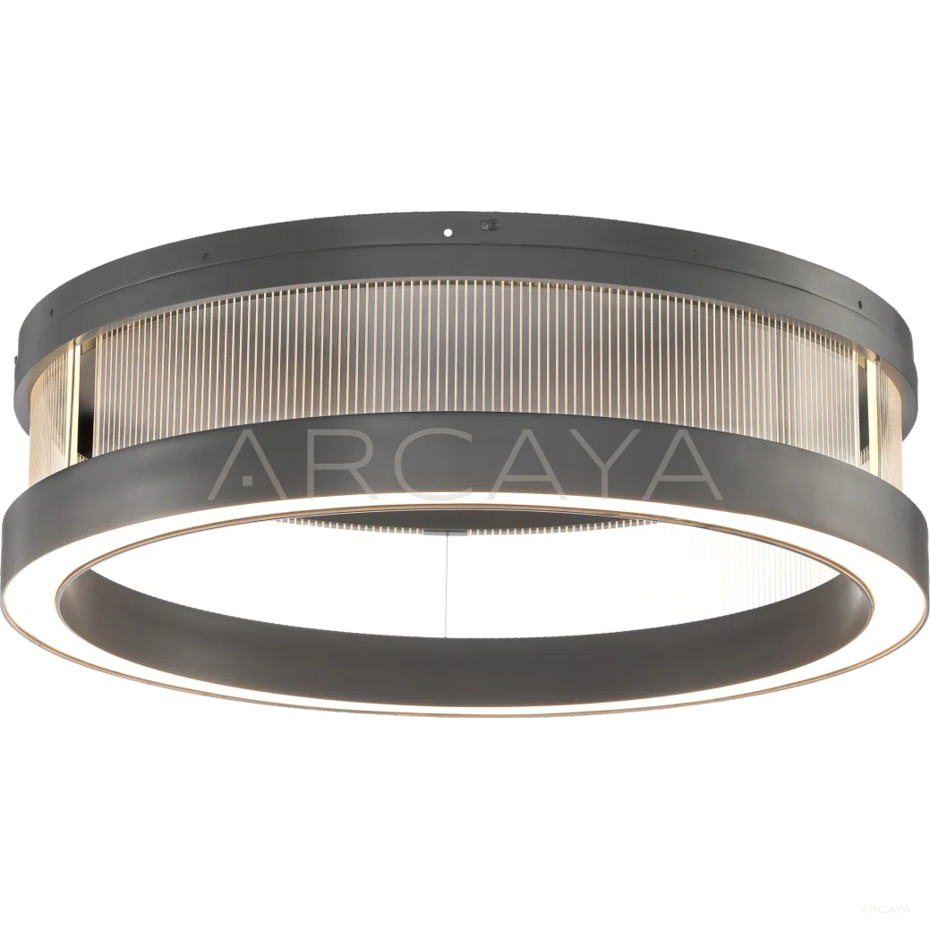 Black Frame Ribbed Glass Ring Ceiling Light 97077
