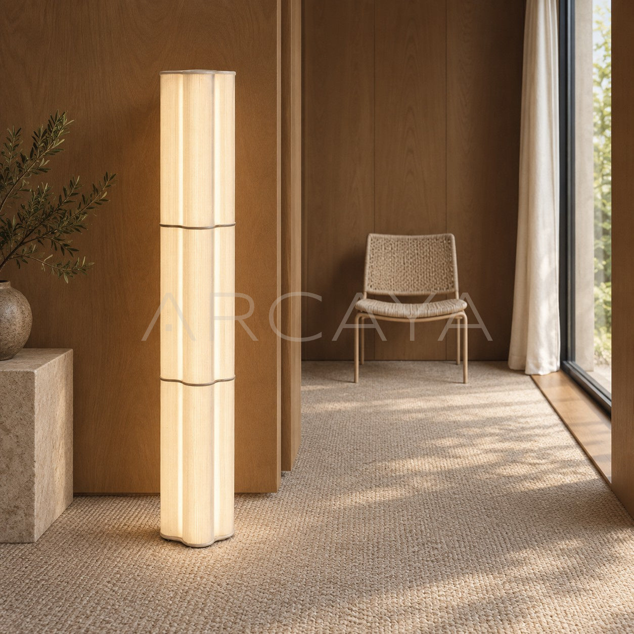 Vertical Stripe Fabric Floor Lamp