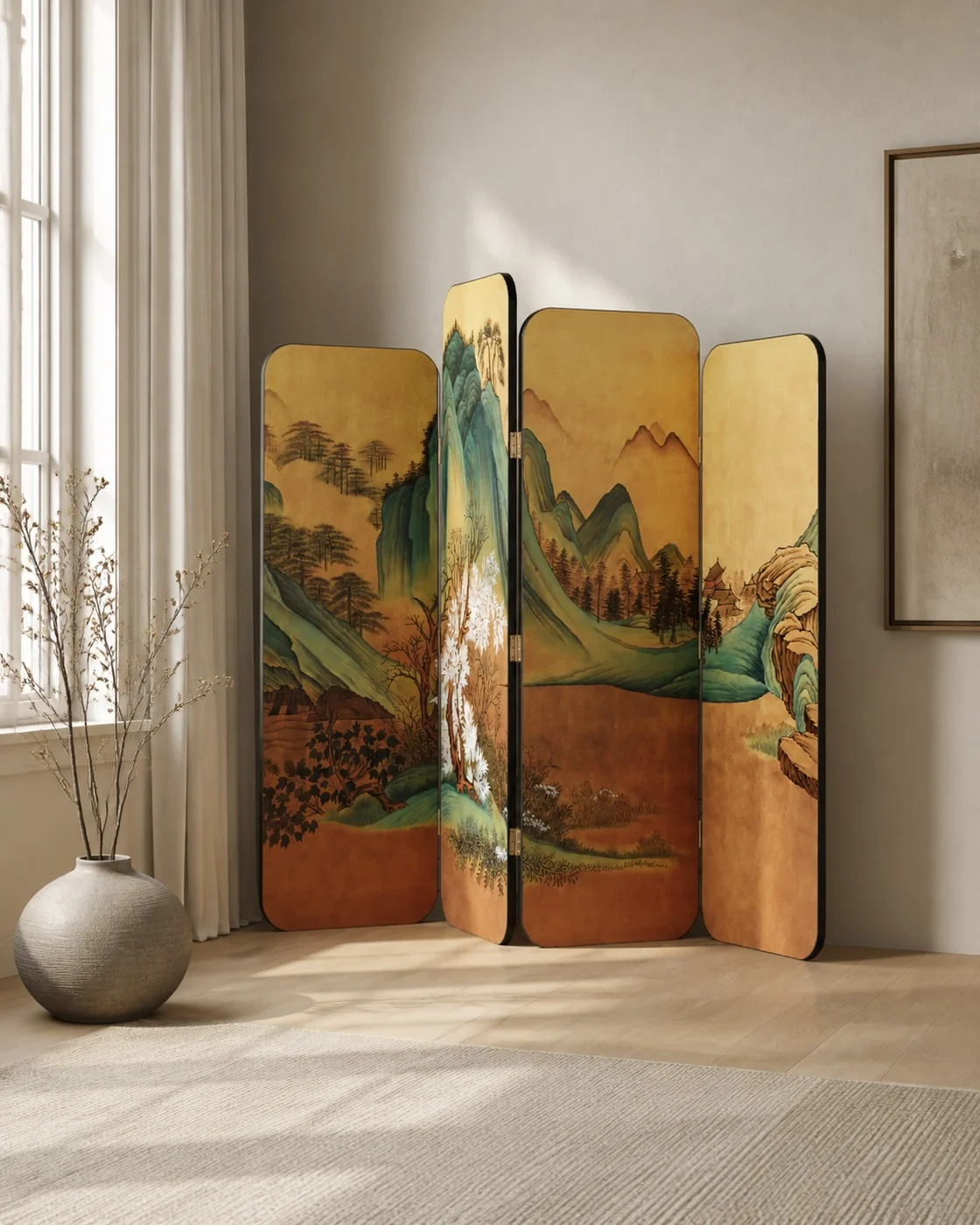 Lavier Painted Screen in a finished interior.