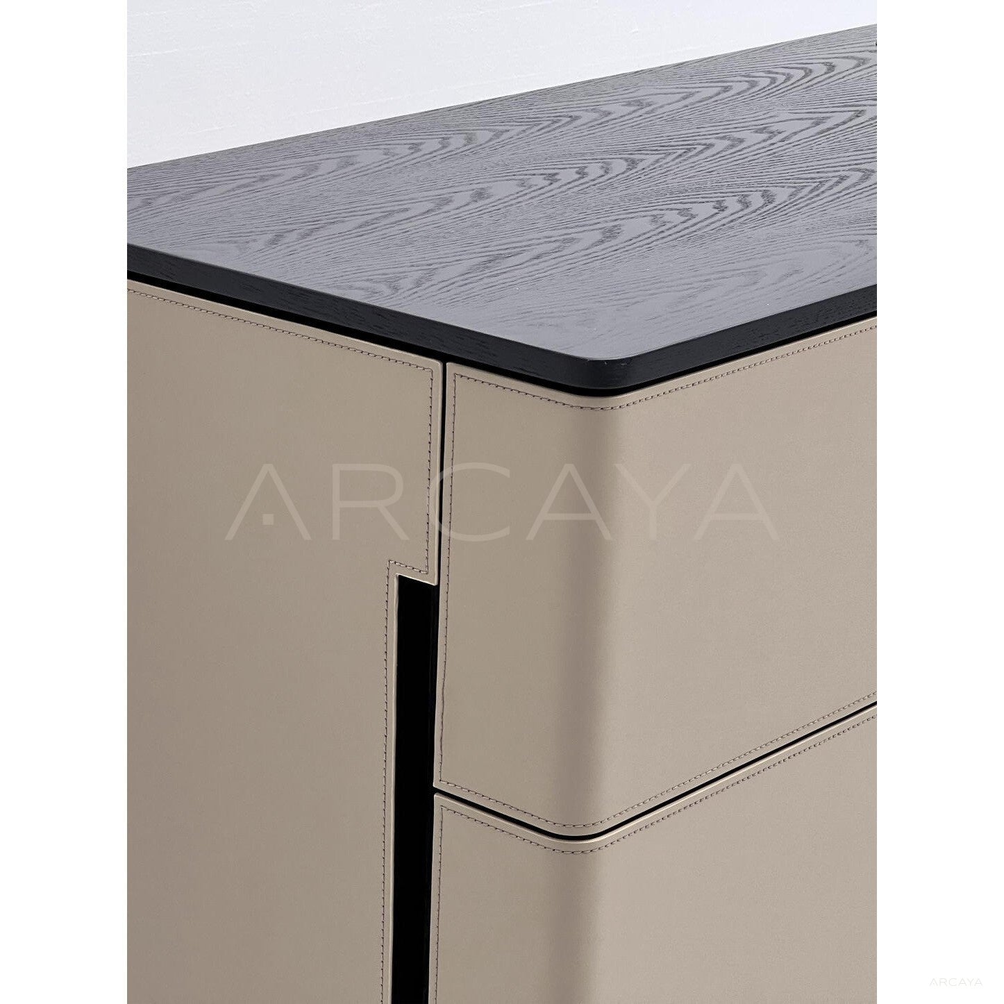 Nappa Leather Vertical Seam Minimalist Sideboard - scene
