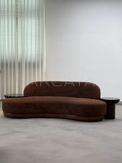 Amara Linen Curved Sofa - product view 03