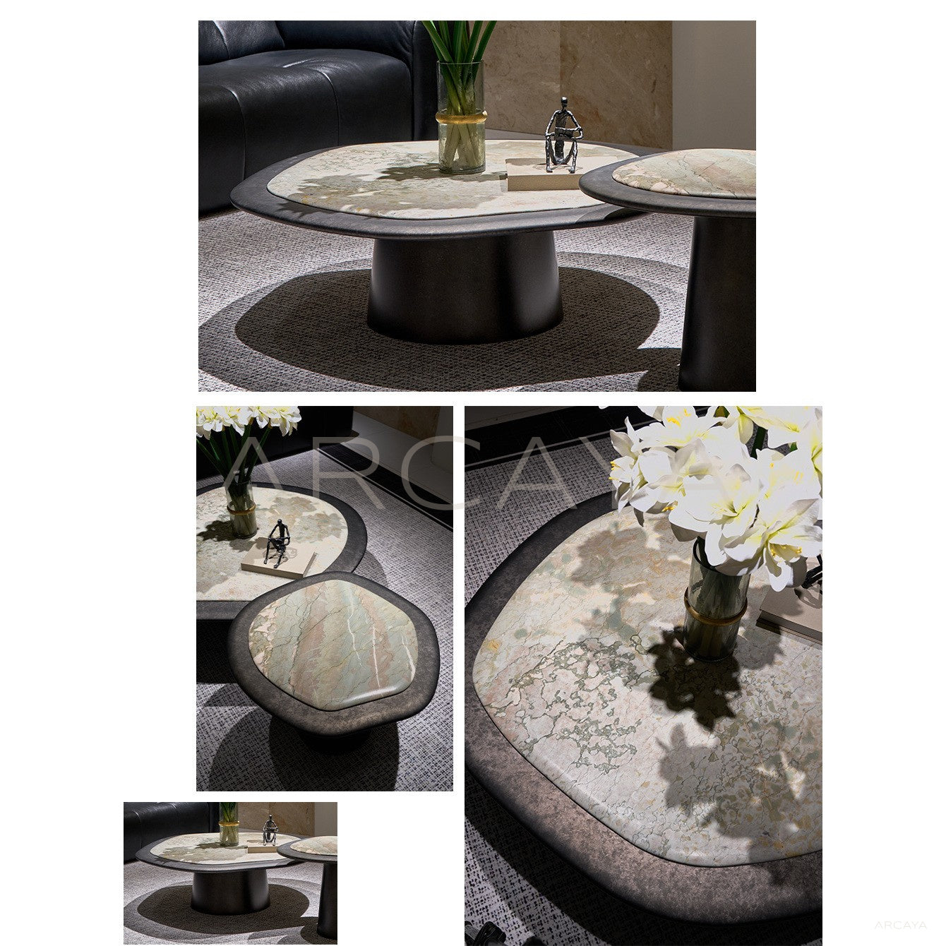 Monet Garden Stone Coffee Table - scene