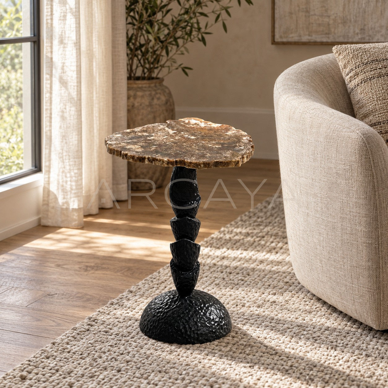 Natural Marble Wabi Sabi Side Table