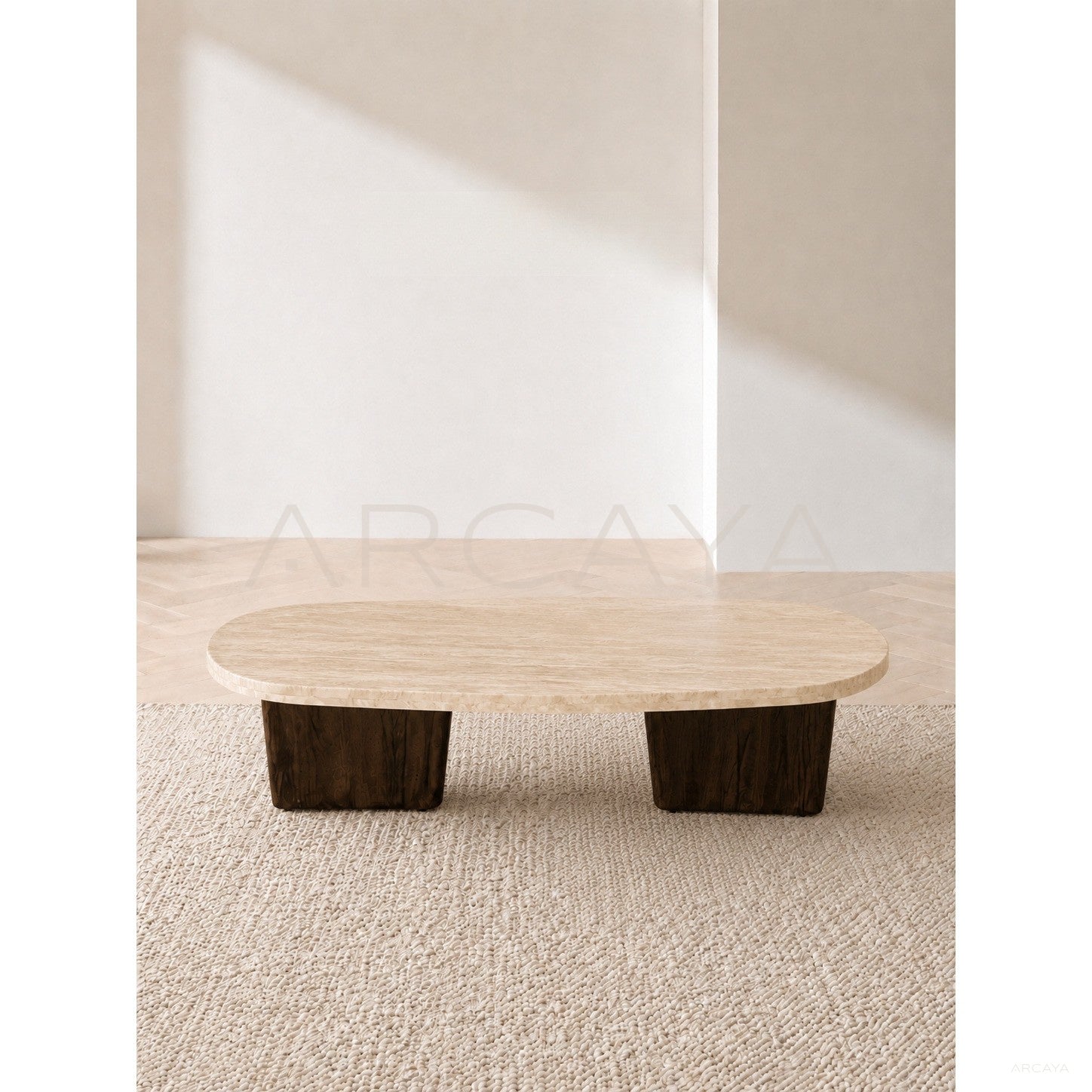 Cream Style Travertine Coffee Table - scene