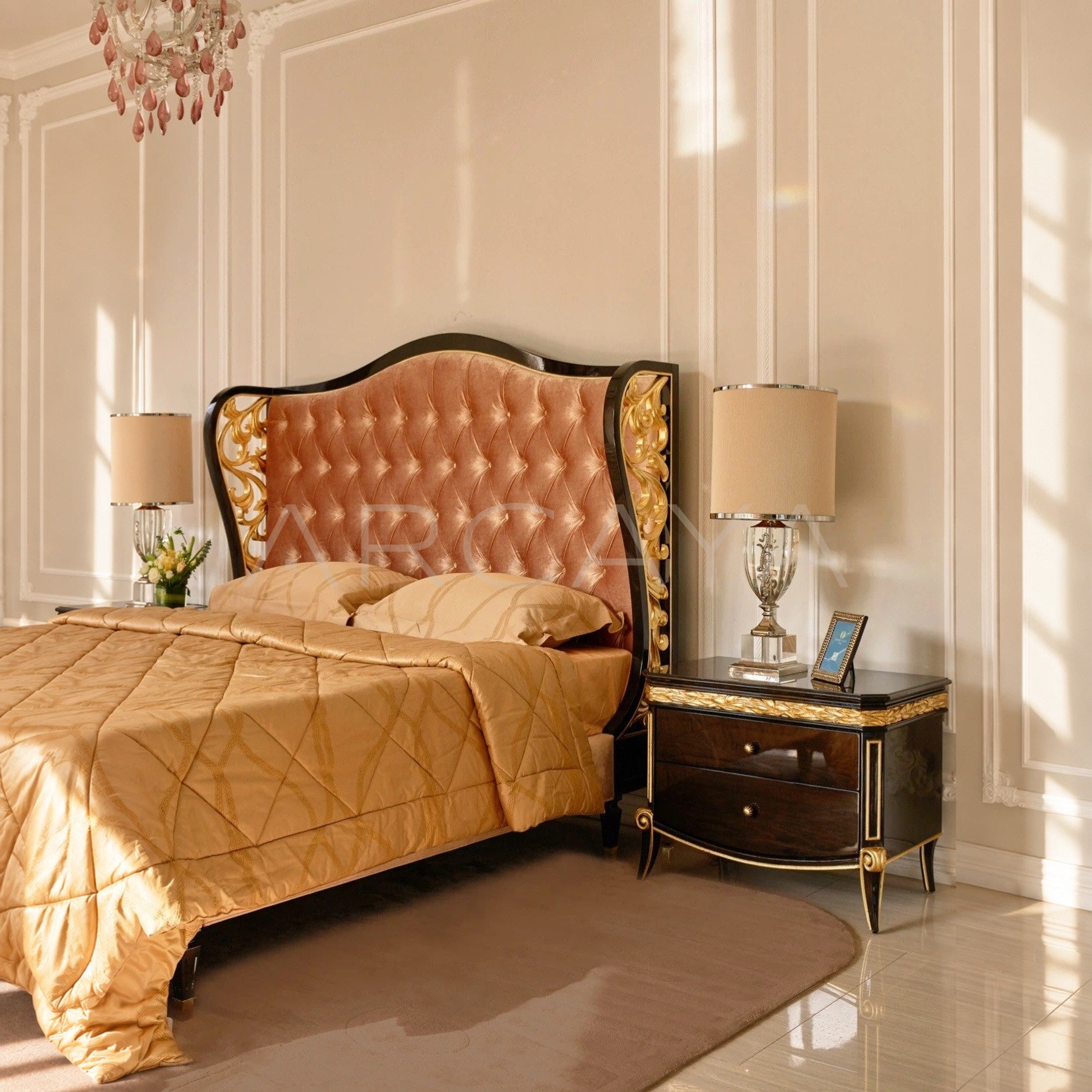 Lyla Elegant Carved Bed - main
