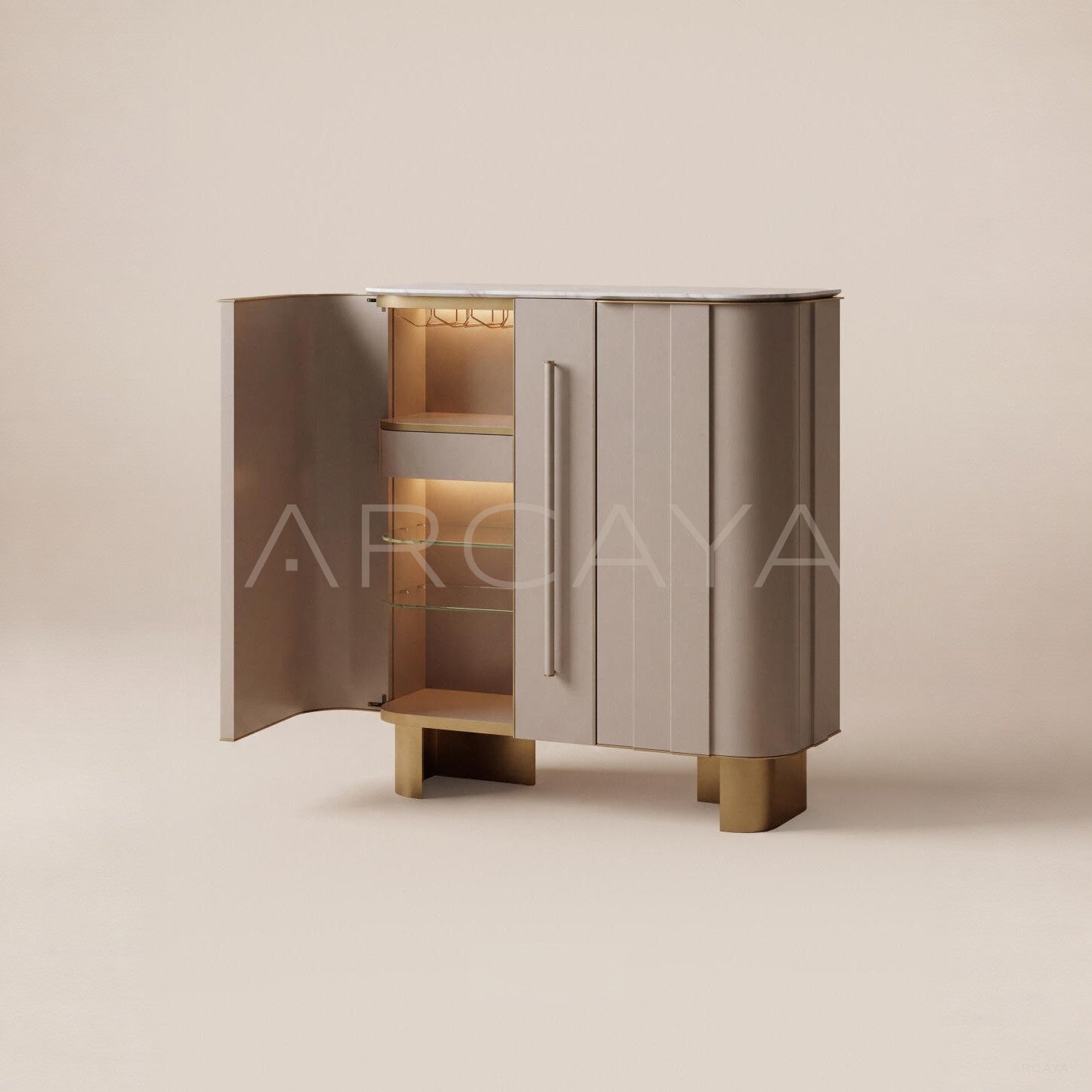 Vertical Stripe Marble Sideboard Wine Cabinet - main