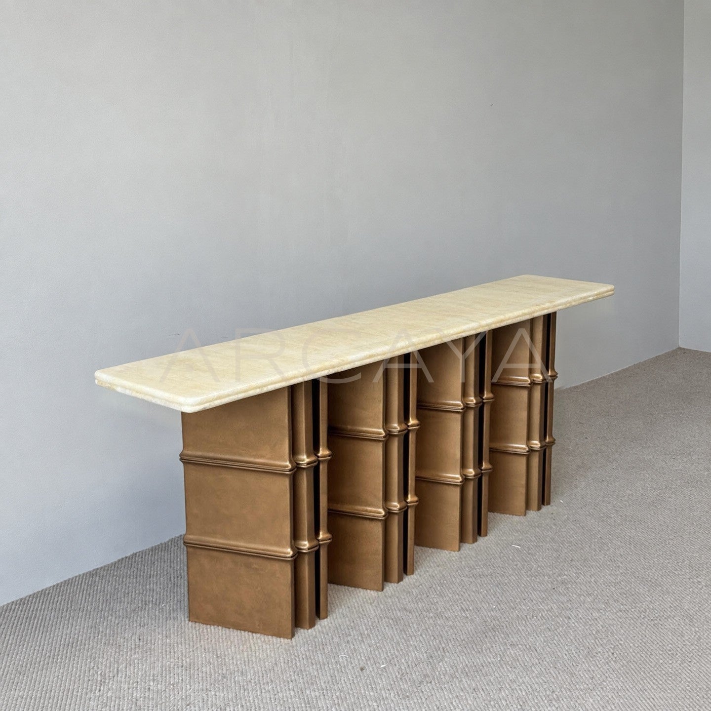 Gold Brown Irregular Marble Long Console