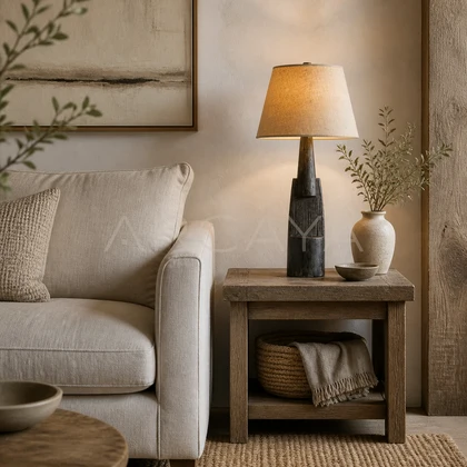 Coralie Ridge Table Lamp — styled interior view 02