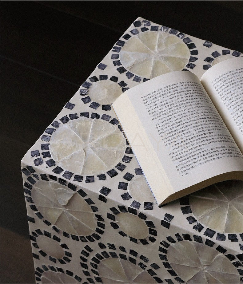 Shell Inlay Multi Use Side Table Stool - scene