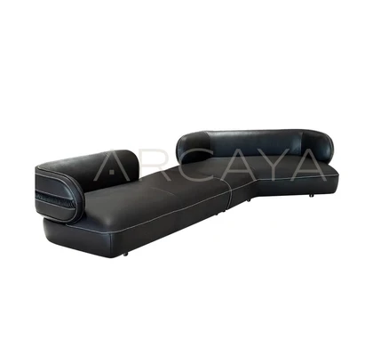 Petra Stone Straight Sofa - product view on a white background 05