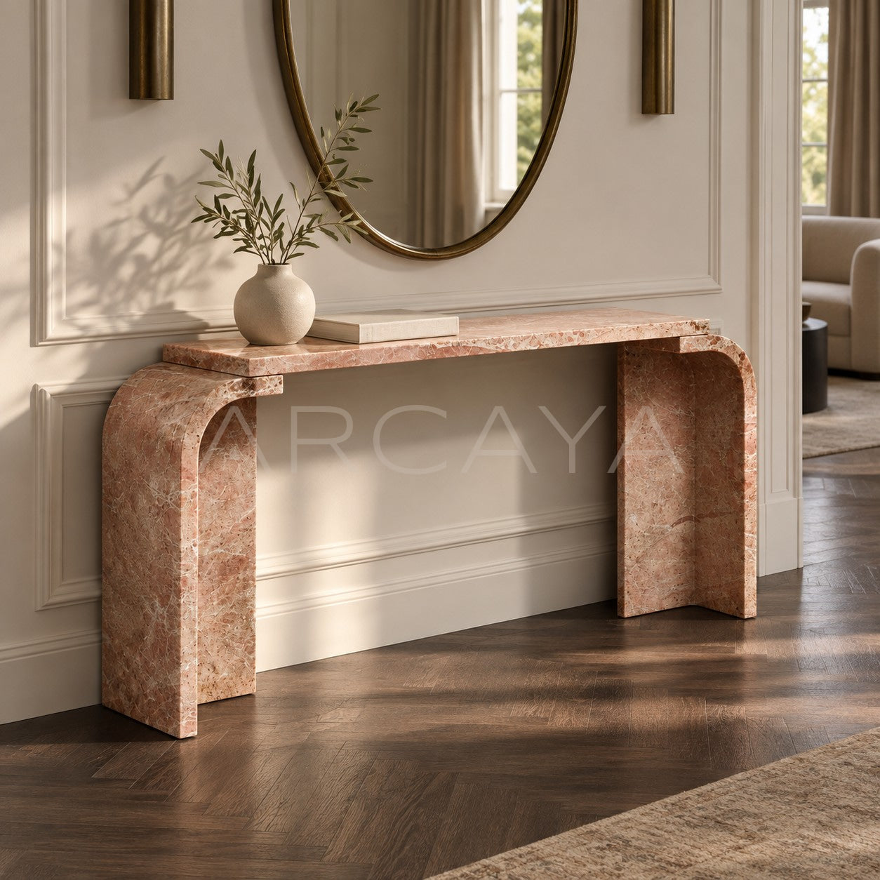 Dusk Cloud Marble Curved Console Table - main