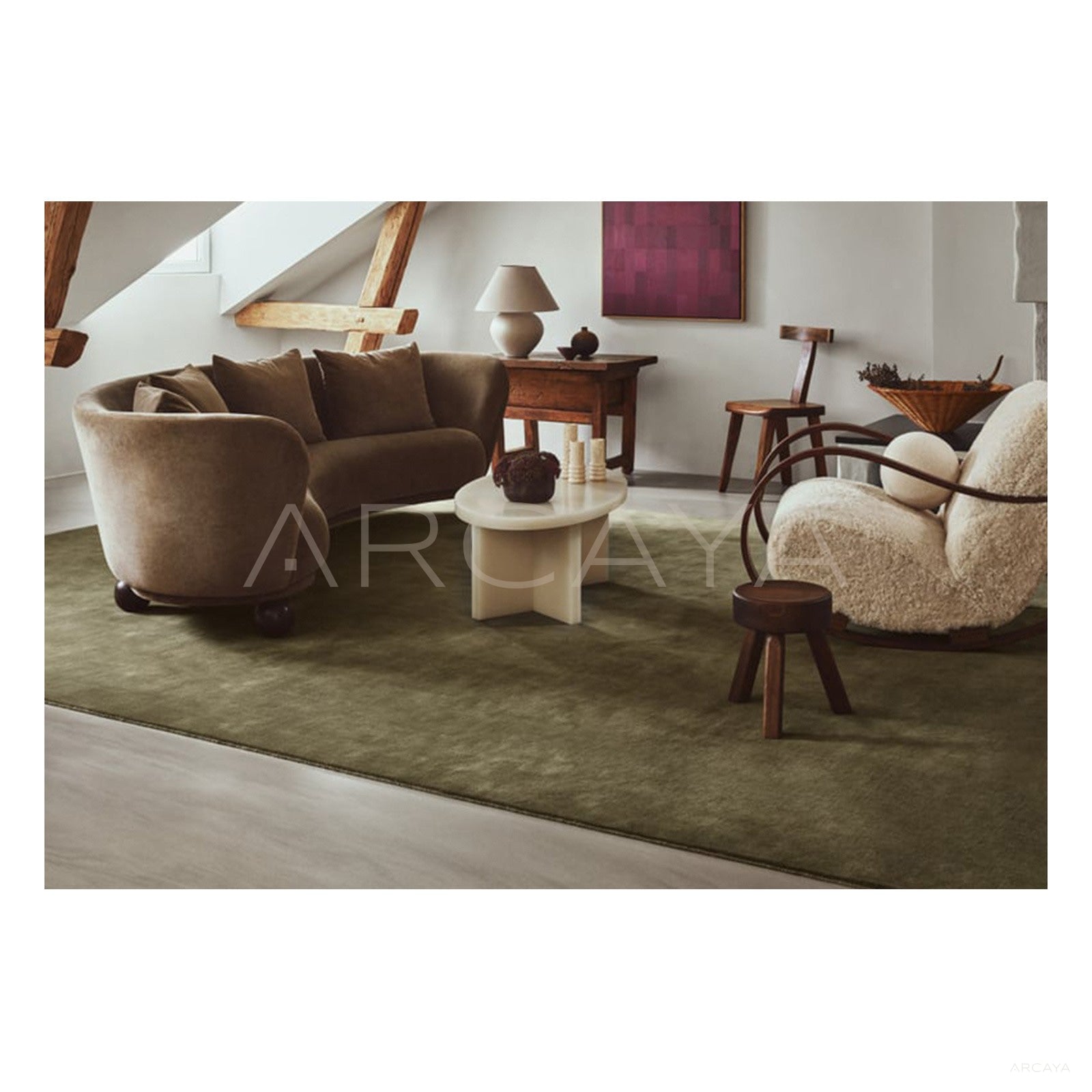 Dark Green Solid Rug Dsm P026 C01 - scene