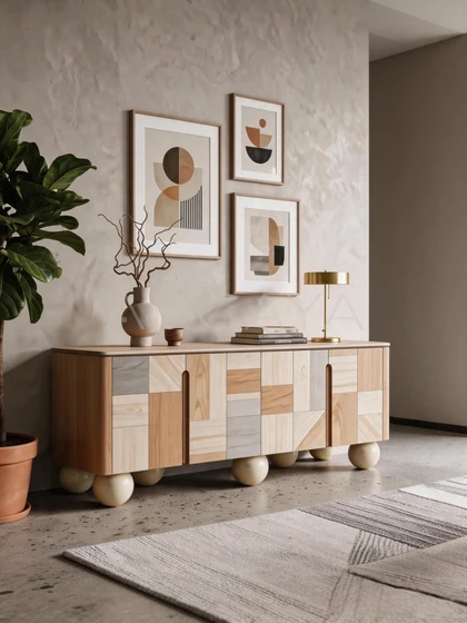 Faye Oak Sideboard - front view 04