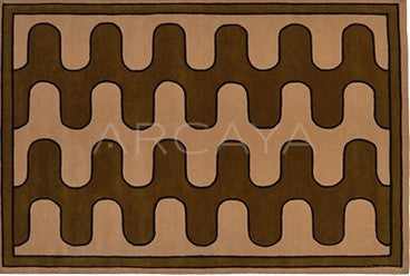 Brown Beige Wave Check Rug Dsm P035 F2
