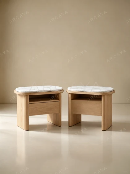 Marble Top Ash Nightstand