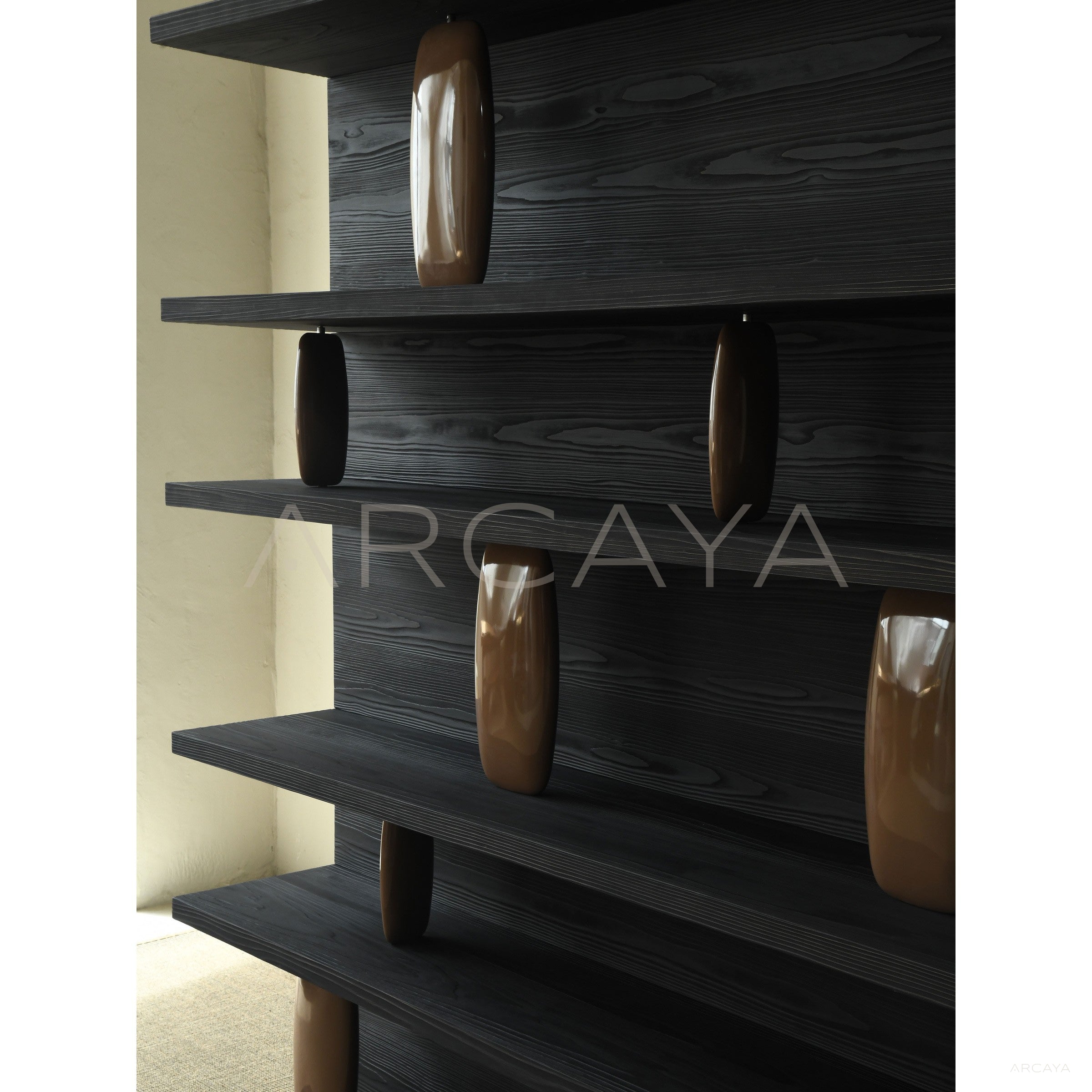 Sandblasted Cedar Old Money Bookshelf - scene