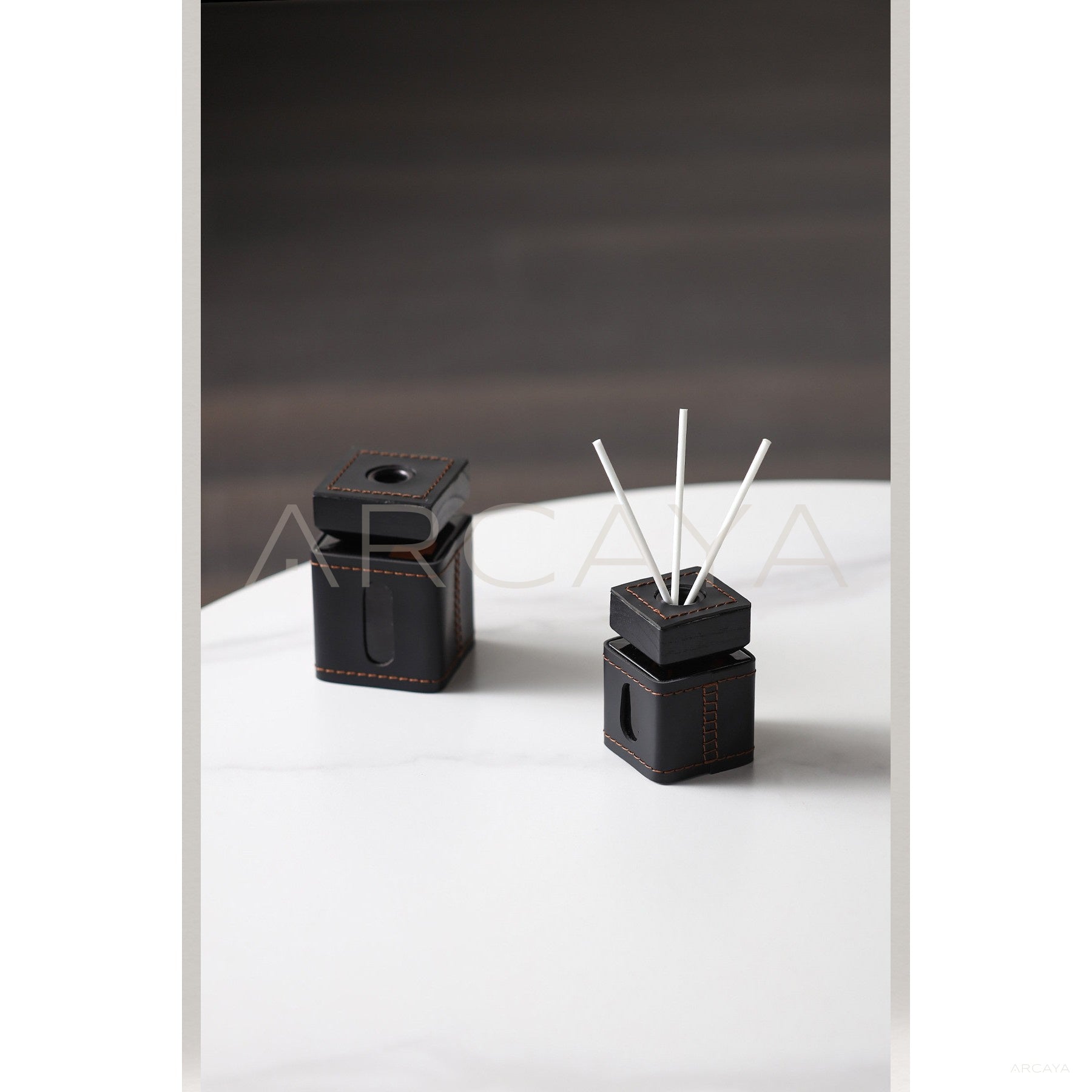 Leather Wrapped Reed Diffuser Bottle - scene