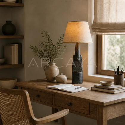 Coralie Ridge Table Lamp — styled interior view 03