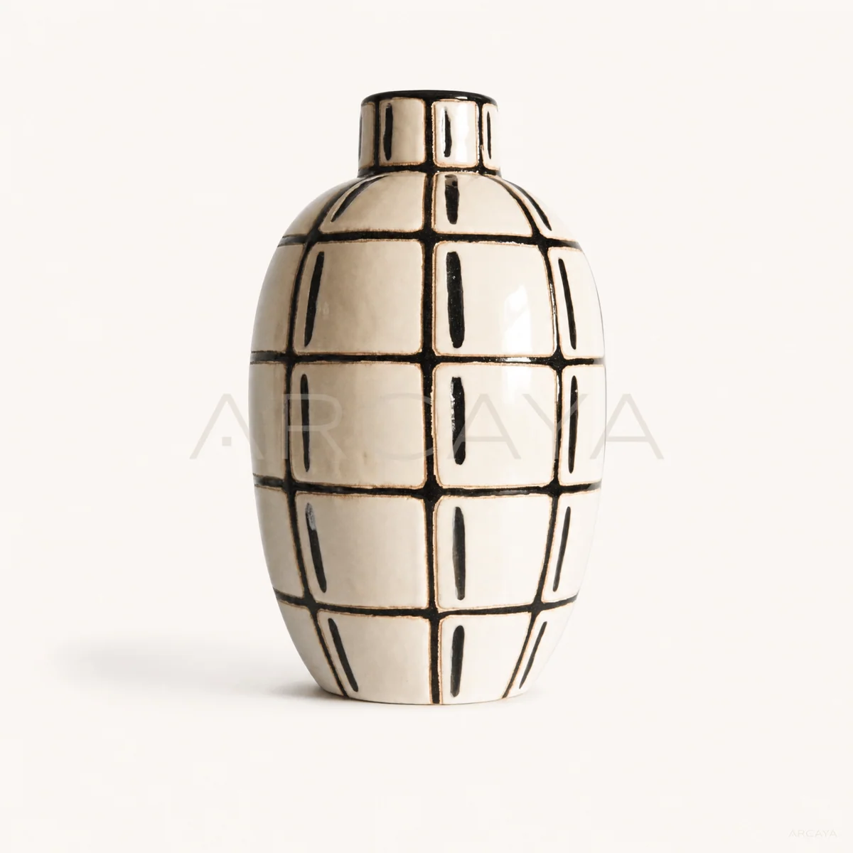 Ivory Grid Ceramic Vase