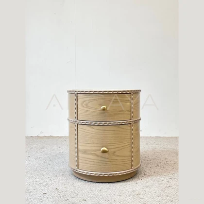 Marble Solid Wood Nightstand - scene