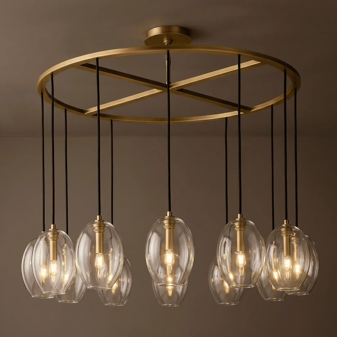 Linear Bronze and Glass Globe Island Light