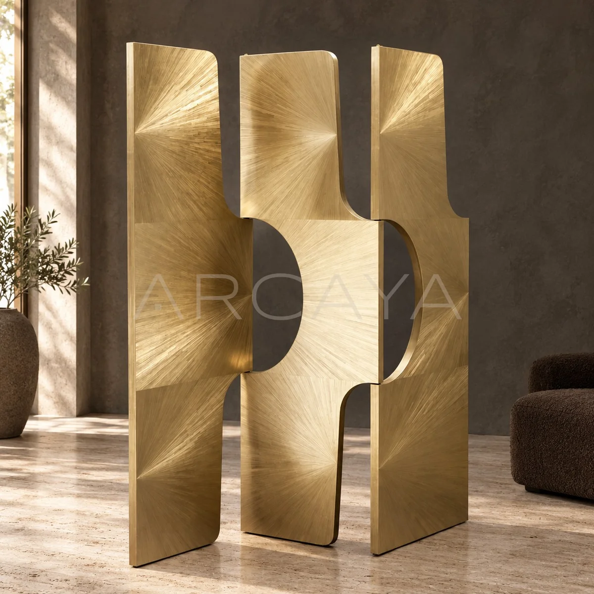 Straw Inlay Art Folding Screen