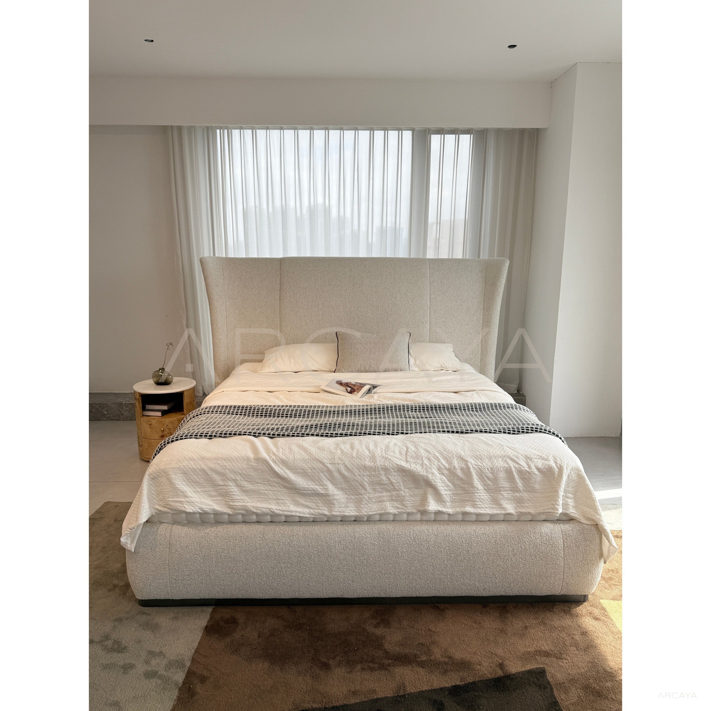 Old Money High Headboard Bed - scene