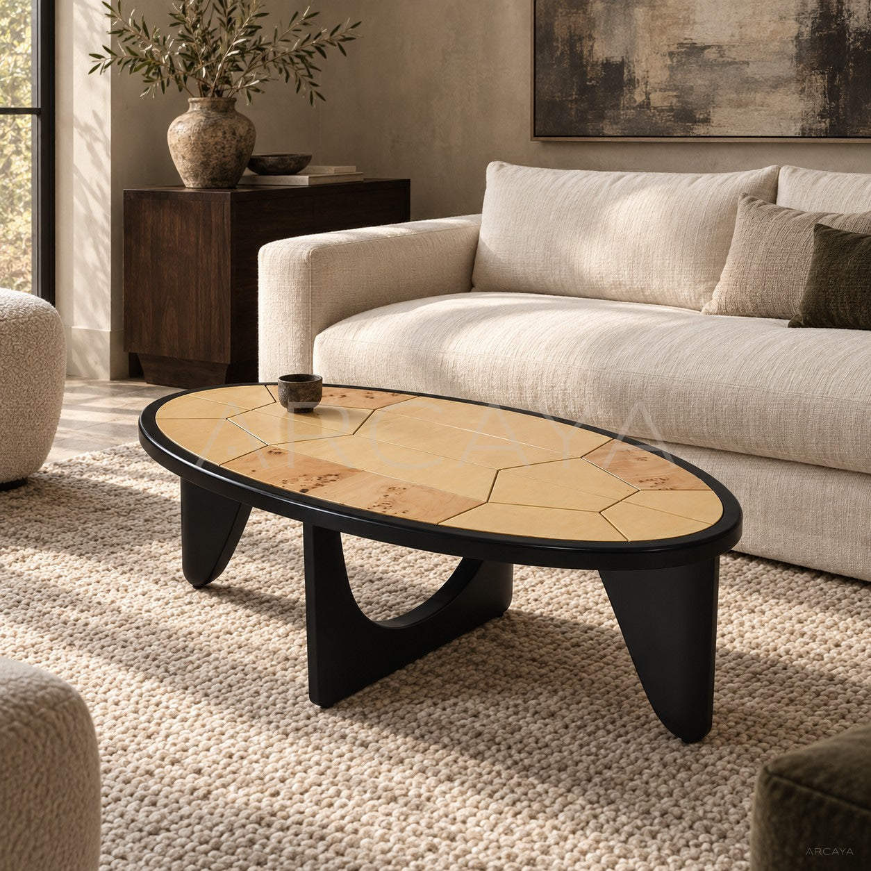 Poplar Burl Veneer Coffee Table