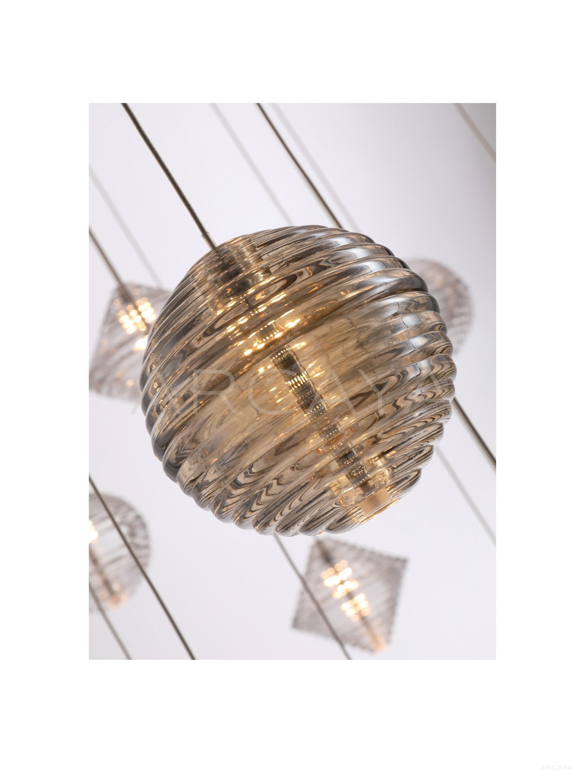 Ribbed Glass Globe Pendant Light 97177 - scene