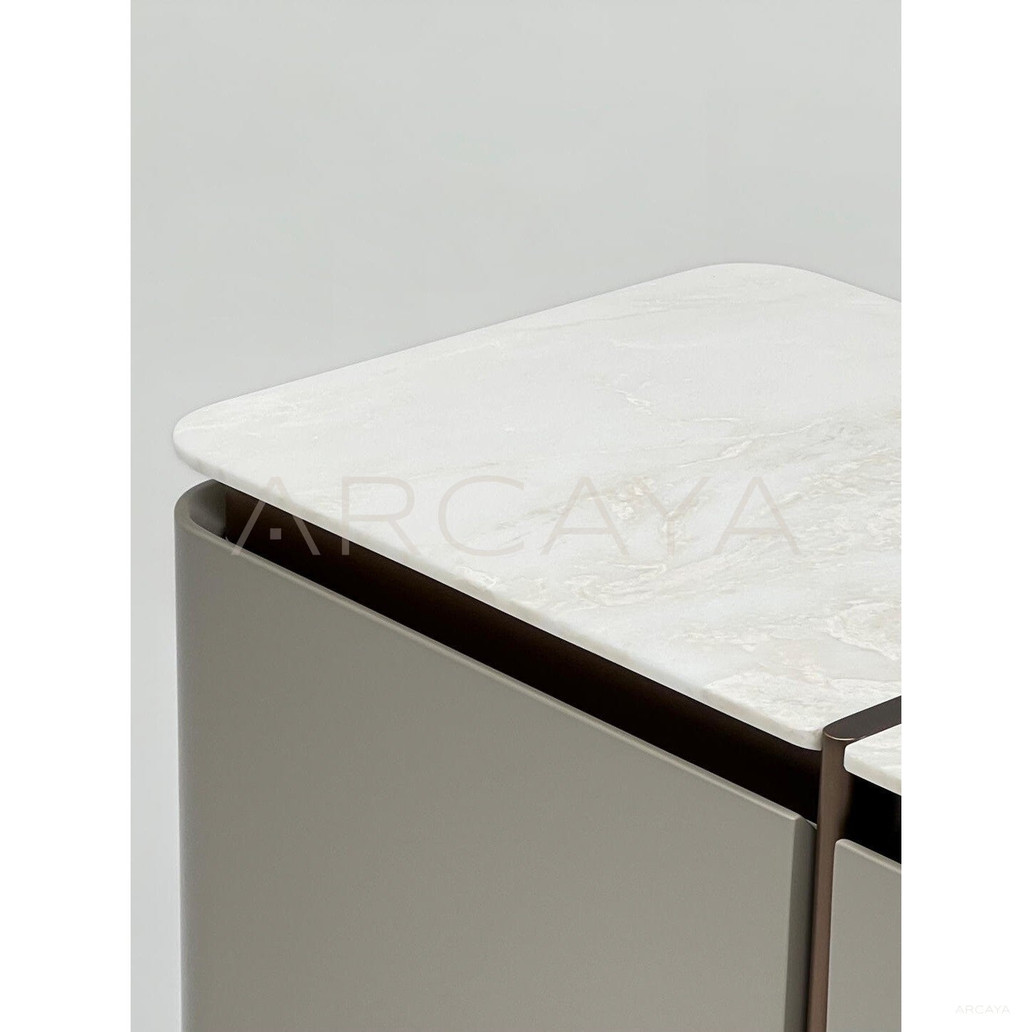 Italian Minimalist Stone Curved Door Sideboard - scene