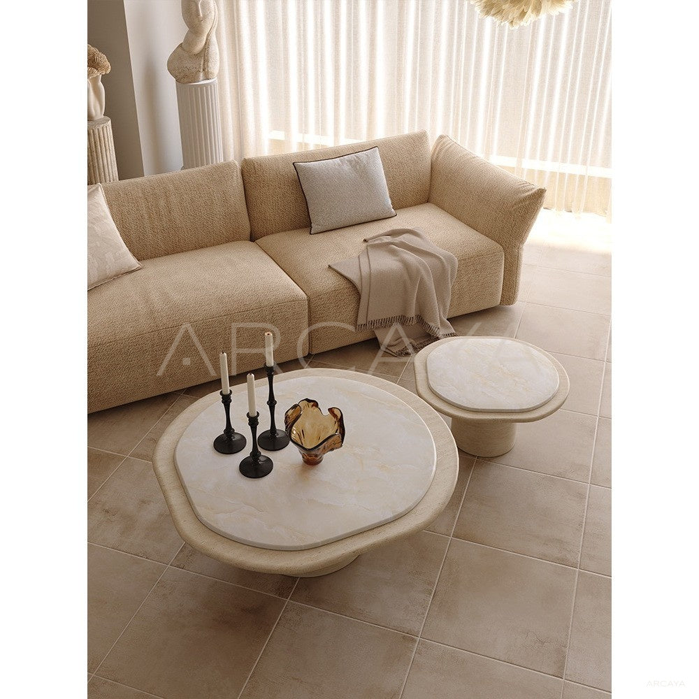 Marble Travertine Nesting Coffee Table - scene
