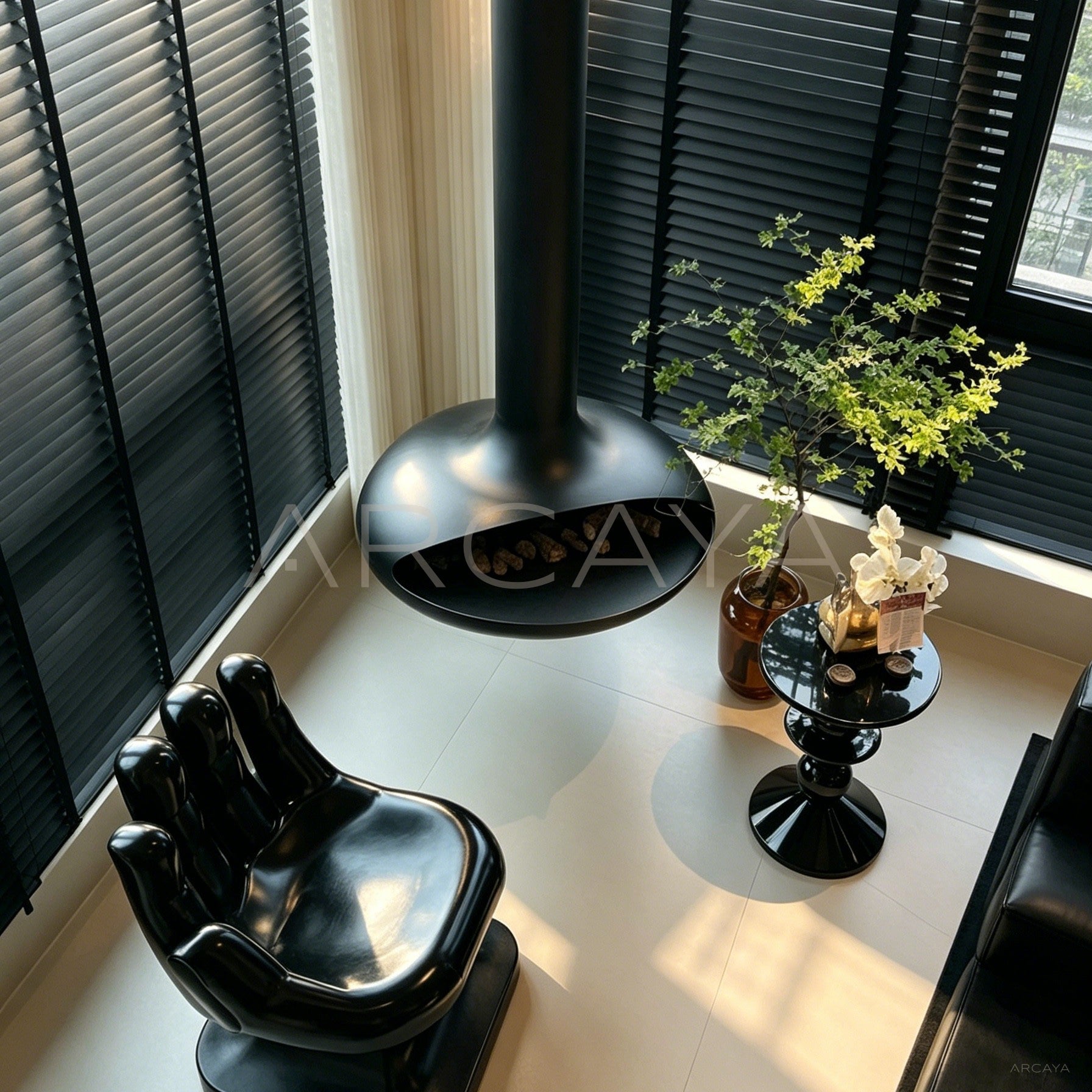 Floating Saucer Real Flame Fireplace - main