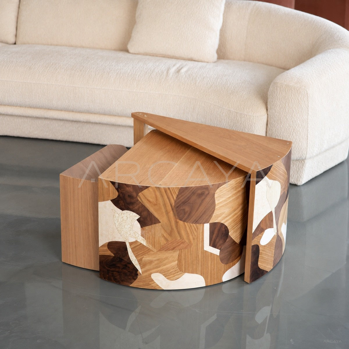 Veneer Marquetry Nesting Coffee Table - main