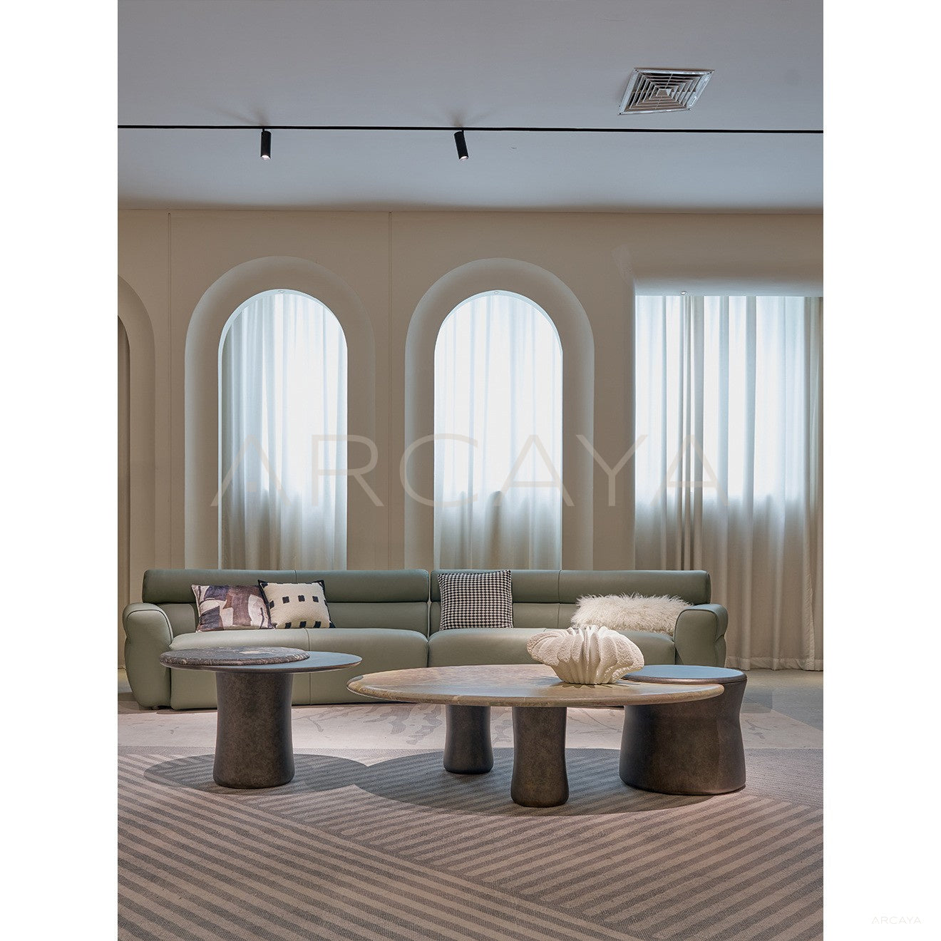 Cloud Stone Nesting Coffee Table - scene