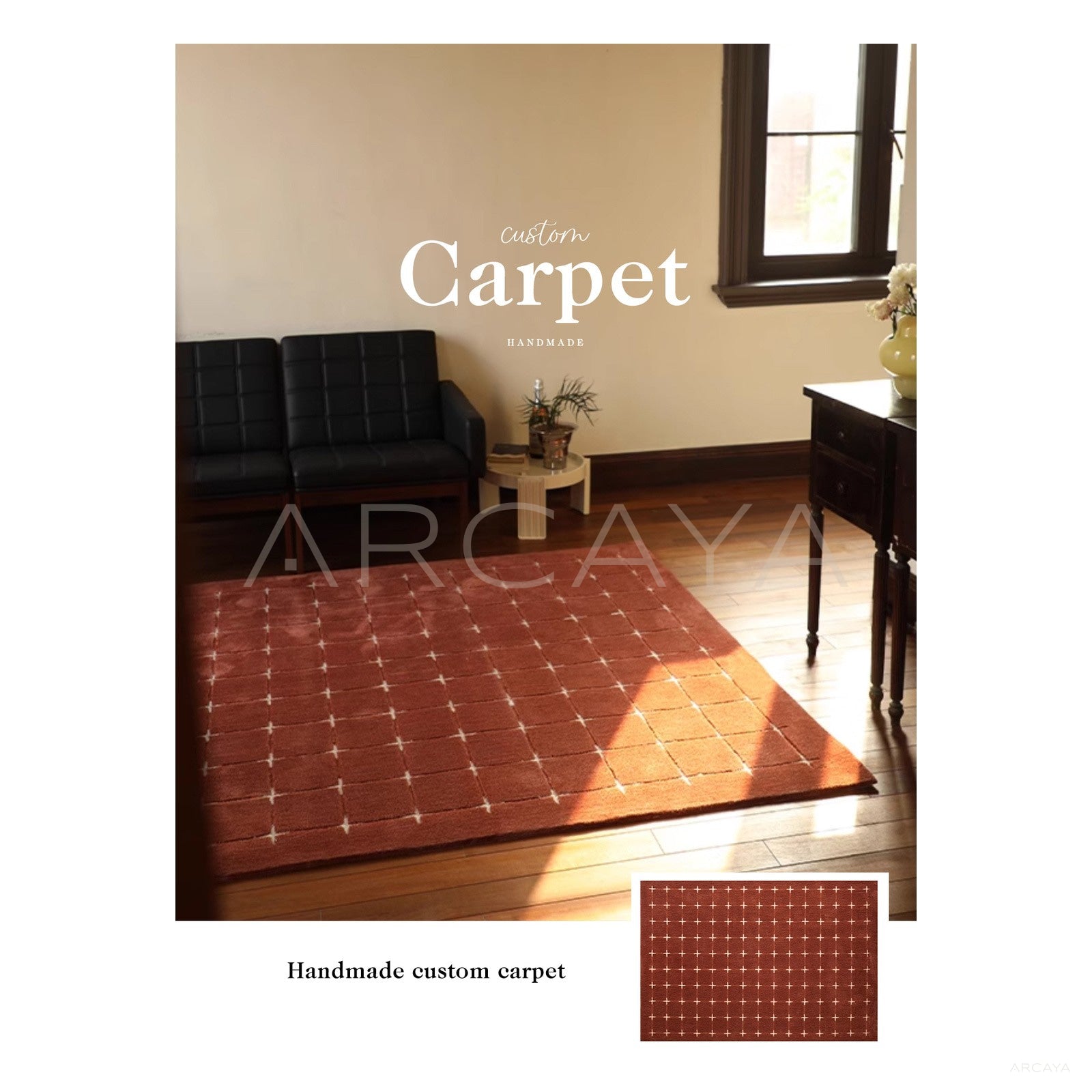 Terracotta Dot Check Rug Dsm P022 F - scene