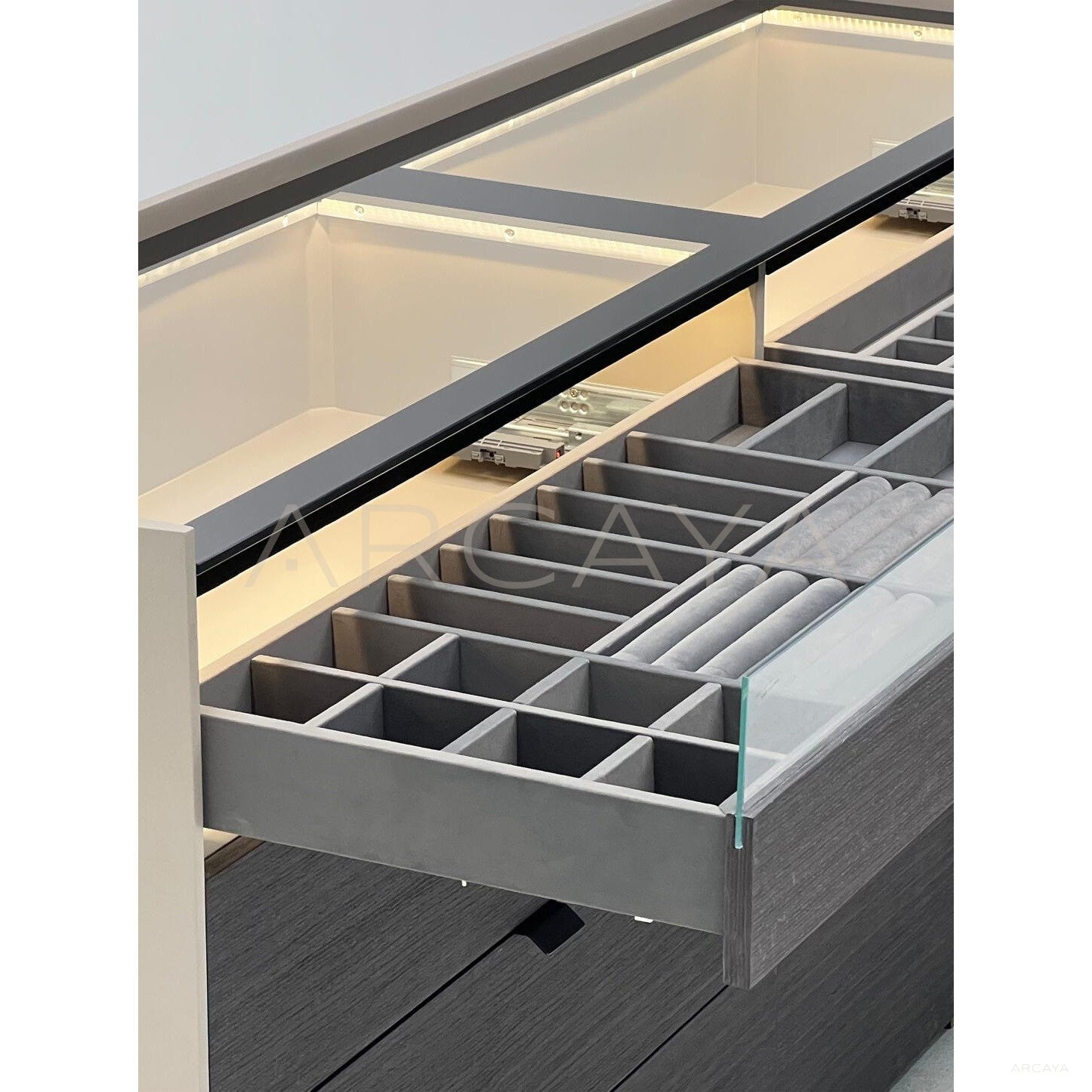 Eight Drawer Lighted Jewelry Cabinet - scene