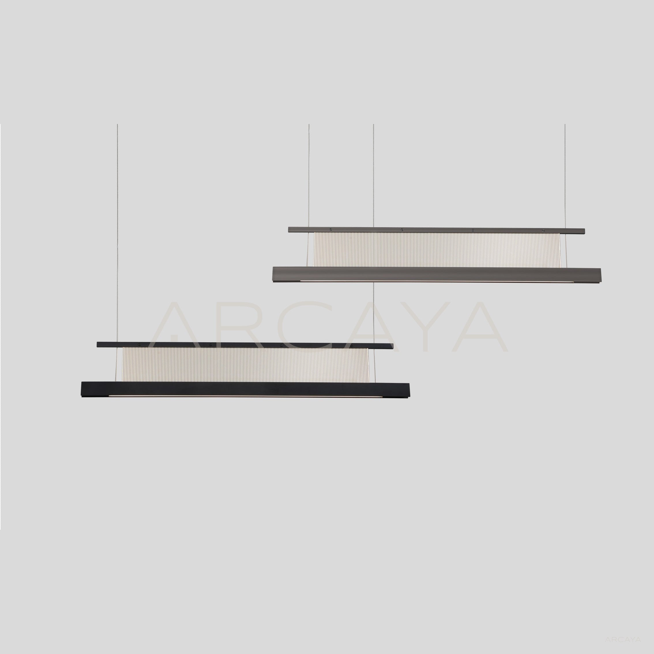 Linear Black Frame Ribbed Pendant Light 97077