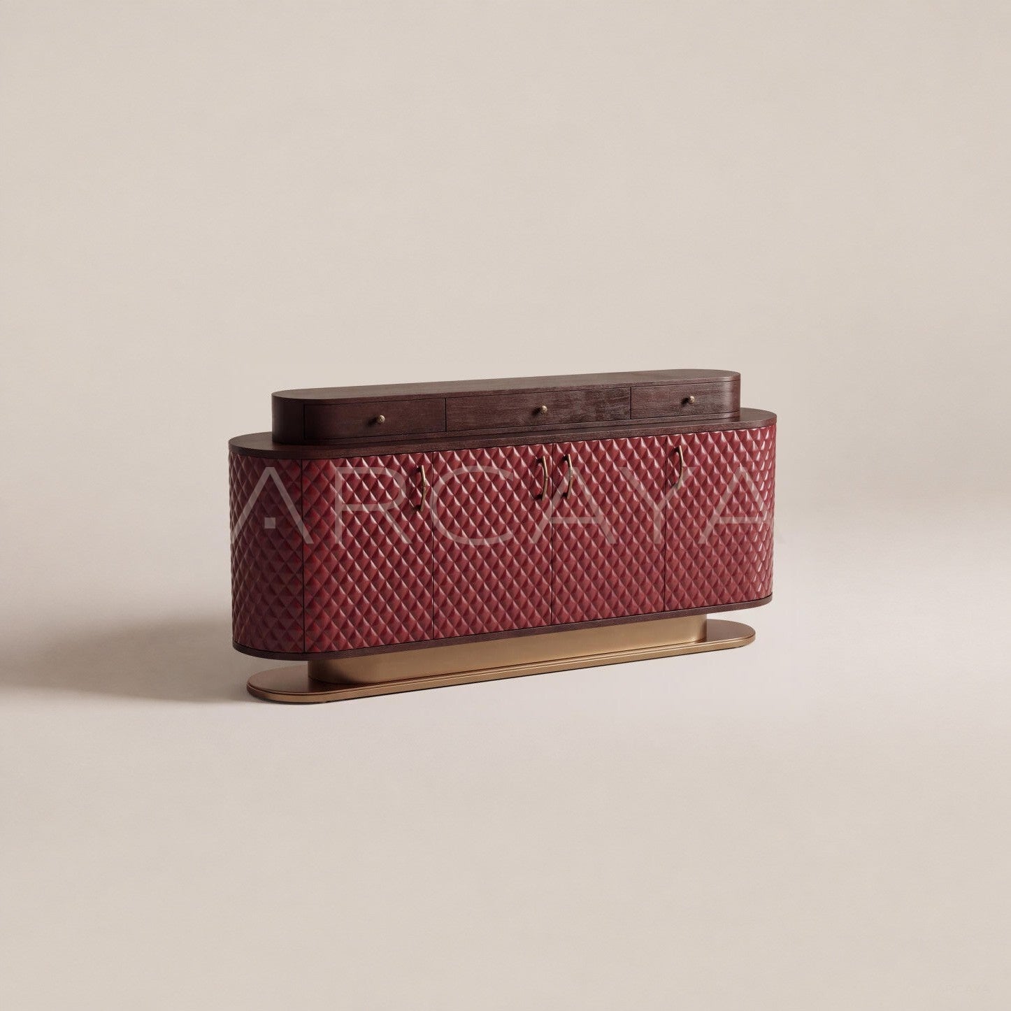 Italian Wine Red Diamond Relief Sideboard