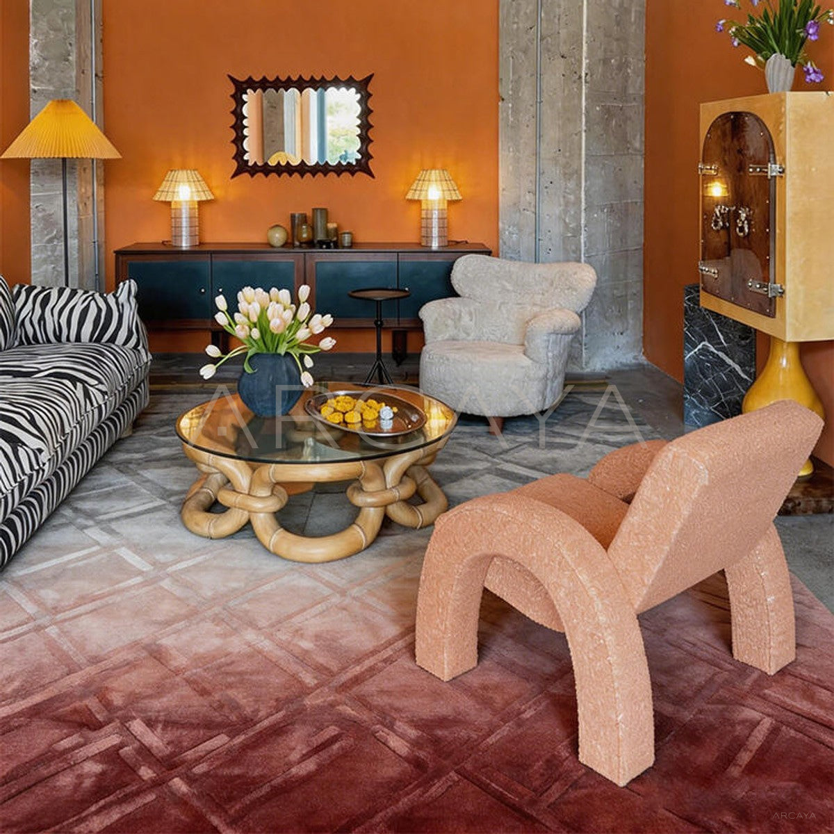 Brick Pattern Red Rug