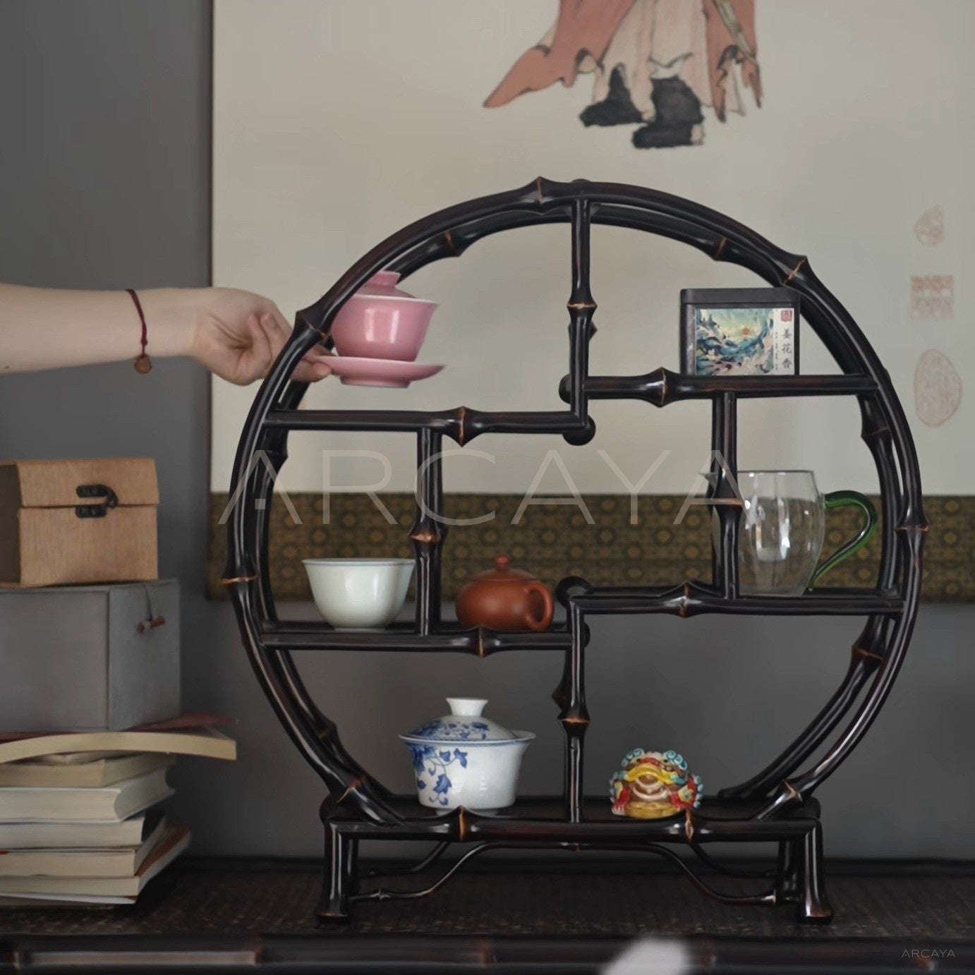 Bamboo Joint Round Curio Shelf — Storage