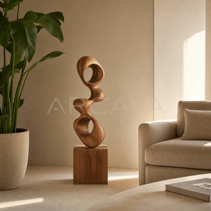 Openwork Wood Sculpture — styled interior view 2