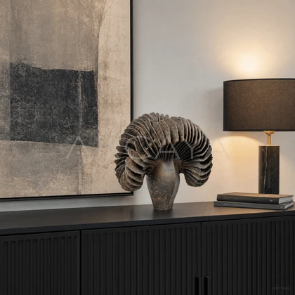 Dark Radiant Ceramic Sculpture — styled interior view 1