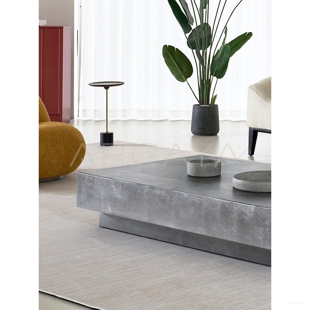Mid Century Wabi Sabi Concrete Coffee Table - scene