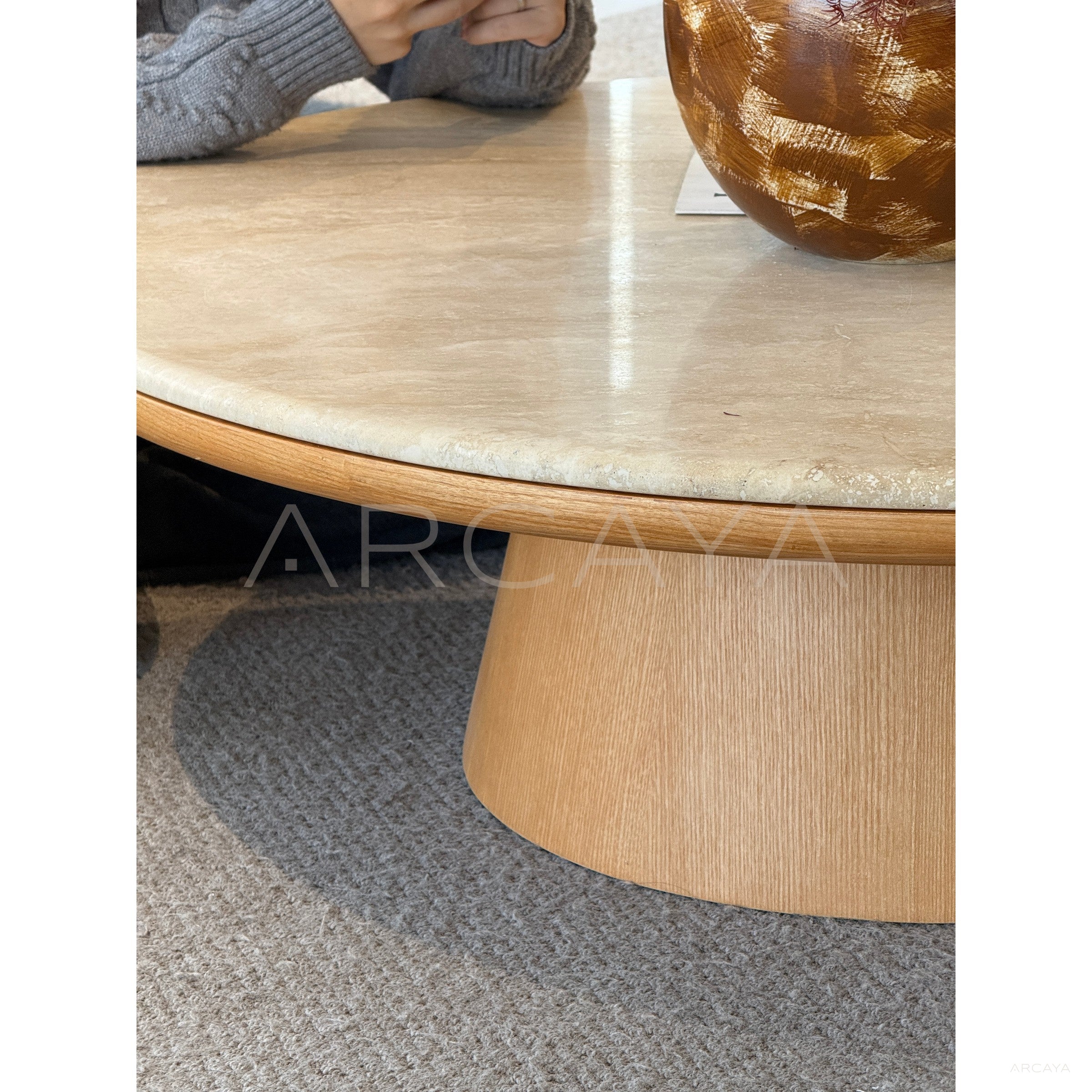 Natural Travertine Coffee Table Living Room - scene