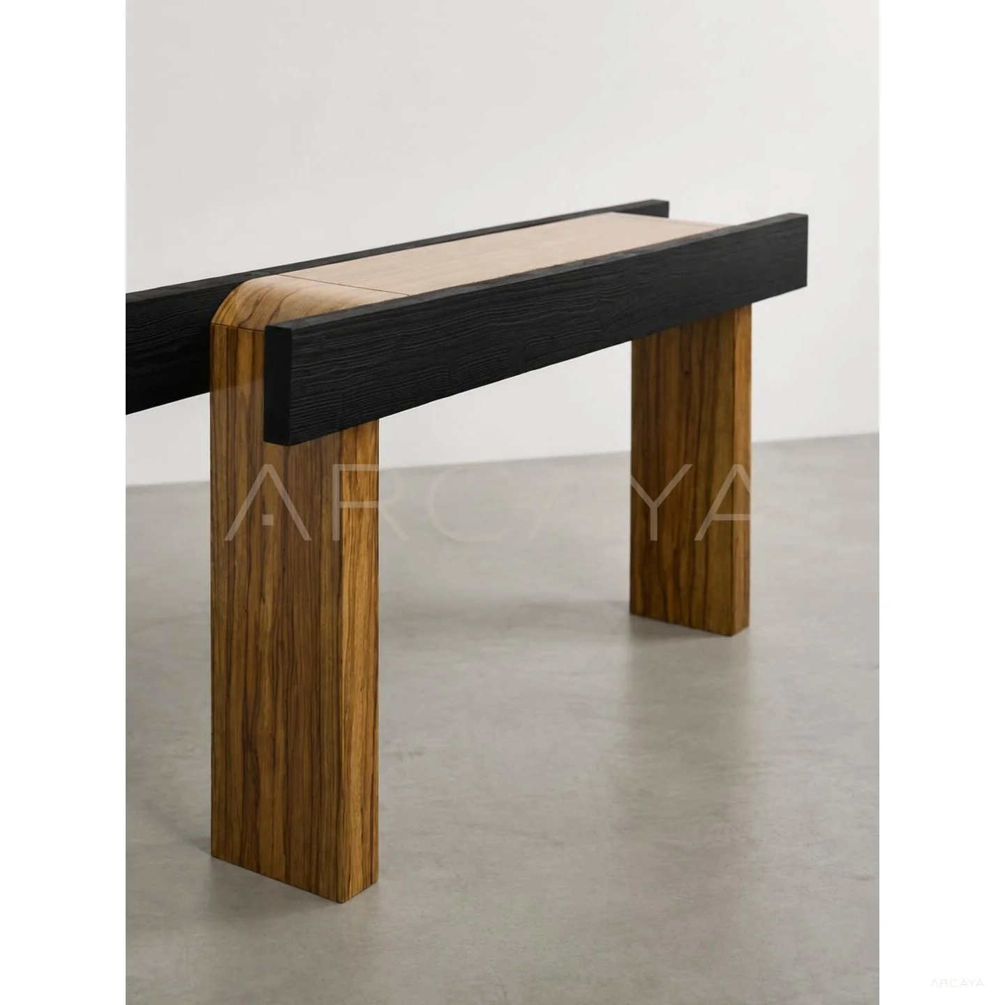 Ravenne Sculptural Solid Wood Console Table in detail