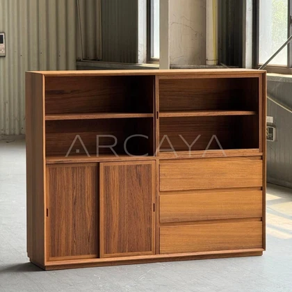 Burmese Teak Lighted Display Cabinet - main