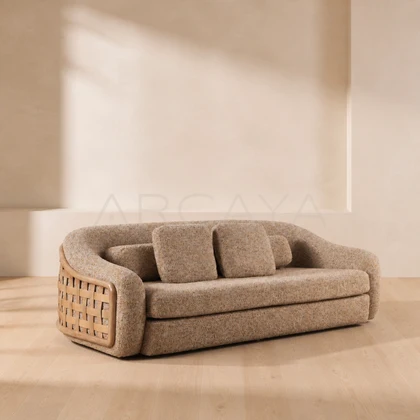 Faye Ash Straight Sofa - front view 19