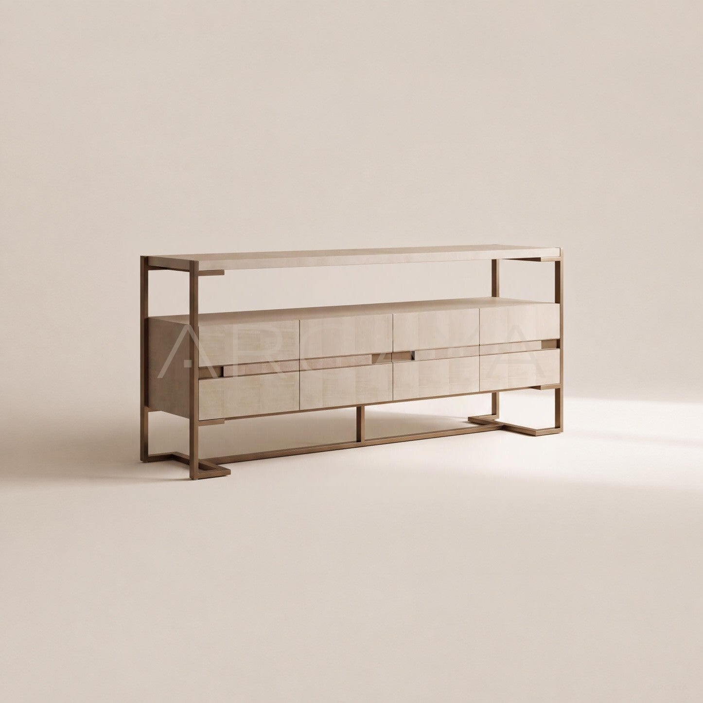 Italian Veneer Metal Frame Tv Stand