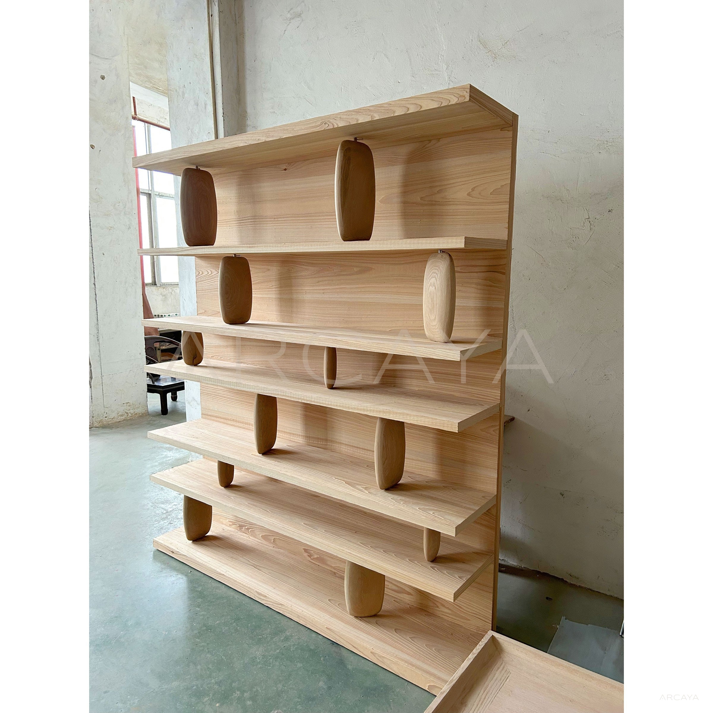 Sandblasted Cedar Old Money Bookshelf - scene